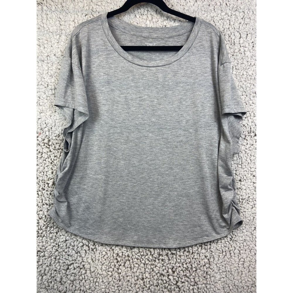 Gray active T- Shirt Go Dry short sleeve round neck elastic sides size 2XL